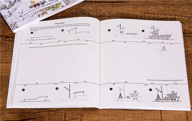 Bview Art Stress Relief Adult Coloring Book: How to Draw Inky Wonderlands Step-by-Step - Relaxing Art Therapy