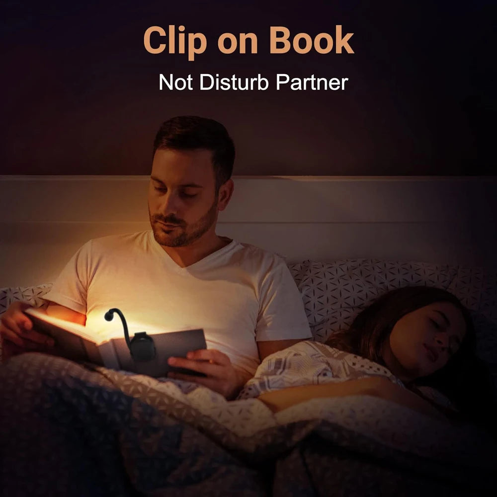 New Mini LED Book Light Eye Protection Adjustable Clip 360° Flip Study Lamp Rechargeable 3 Color For Travel Bedroom Reading