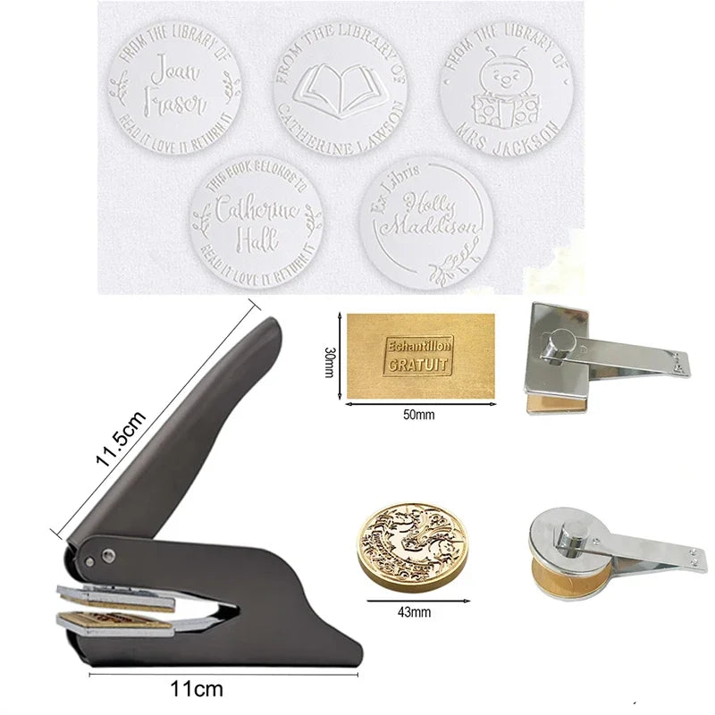Customized Embossed Stamp Personalized Custom Book Embosser Seal Wedding Invitation Logo Customization Embossing Paper Stamps
