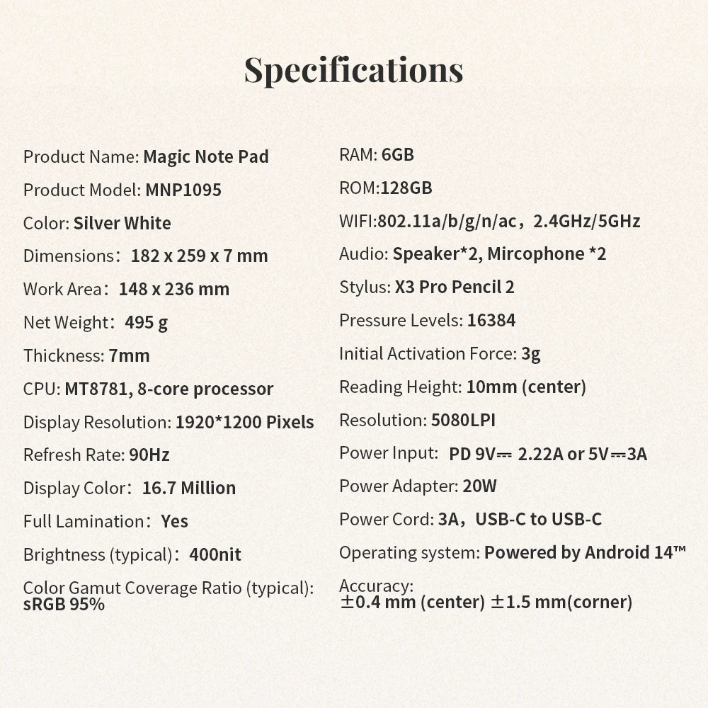XPPen Magic Note Pad 3-in-1 Ink Paper Light Nature Color E-book Reader Android 14 Graphics Tablet Digital Writing Notebook Pad