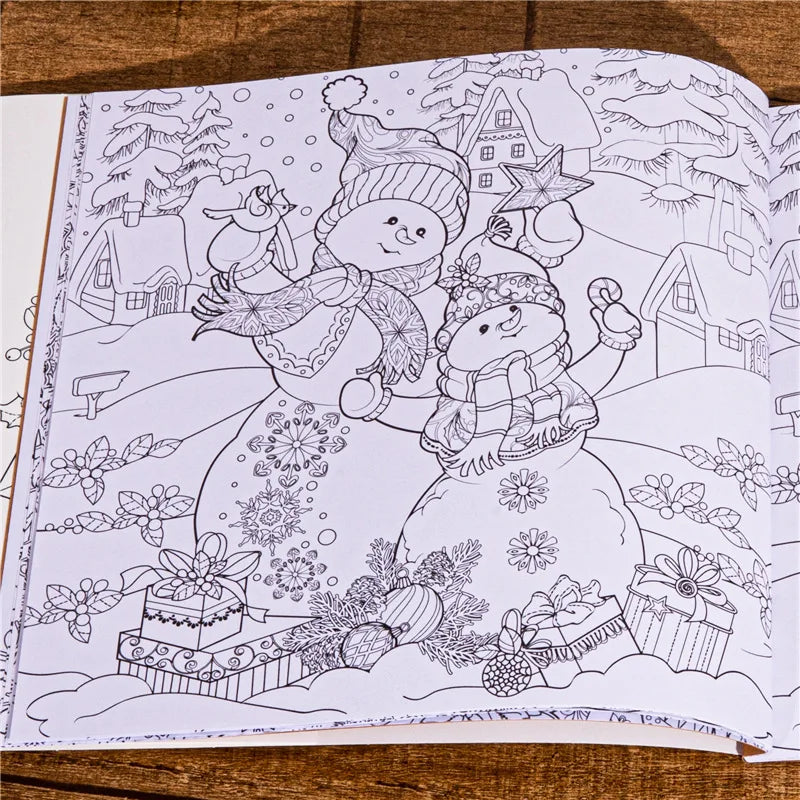 Magical Winter Coloring Book Relaxtion Stress Relief Kill Time Christmas and Winter Theme Graffiti Painting Drawing Book