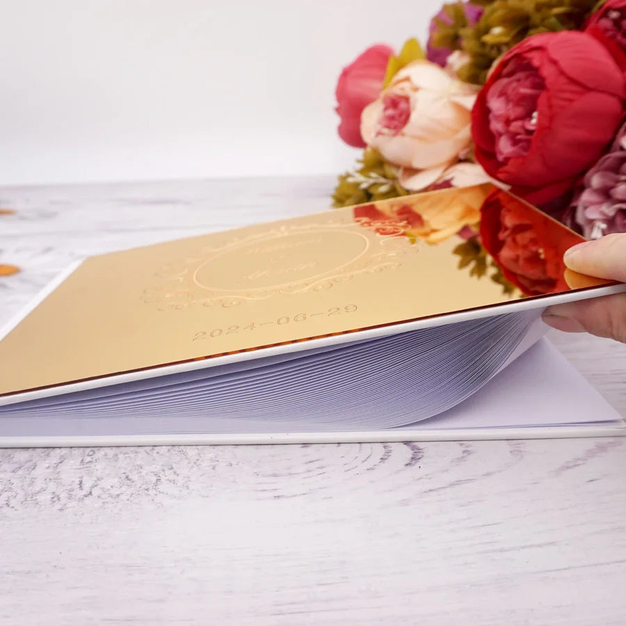 Personalized 25x18cm Wedding Custom Signature Guestbook Acrylic Mirror Cover Reception Book Engagement Party Commemorative Book