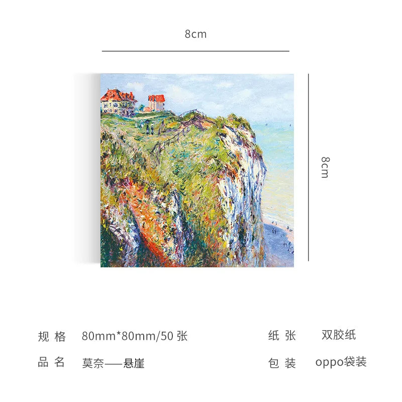 Painting Memo Pad Monet Van Gogh No-sticky Note Decal Scrapbooking DIY Notepad Diary Stationery School Supplies