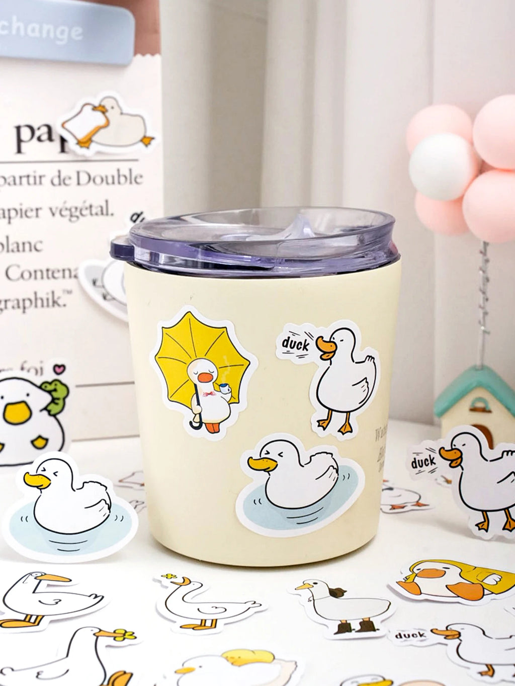Etori Life46pcs/pack Good Life Duck Album decorative stickers Self-adhesive stickers for DIY student stationery notebook diary