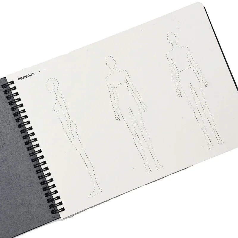 A4 Fashion Women Sketch Book Marker Clothing Design Drawing Sketchbooks Skateboard Dotted Human Body Inspiration Sketching Paper