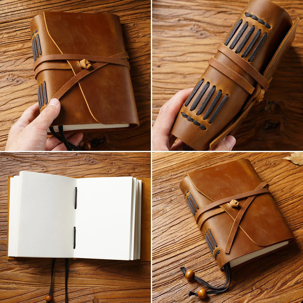 Handmade Loose-leaf Book Magic Diary Cowhide Retro Travel Notebook Thickened Sketchbook Notepad to Send Friends Birthday Gifts