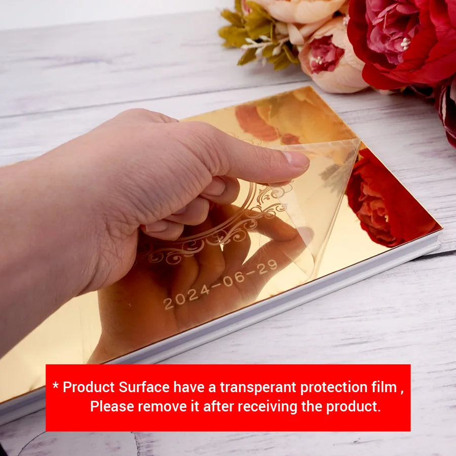Personalized 25x18cm Wedding Custom Signature Guestbook Acrylic Mirror Cover Reception Book Engagement Party Commemorative Book
