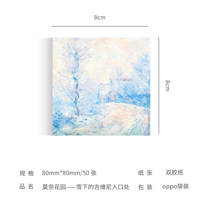 Painting Memo Pad Monet Van Gogh No-sticky Note Decal Scrapbooking DIY Notepad Diary Stationery School Supplies