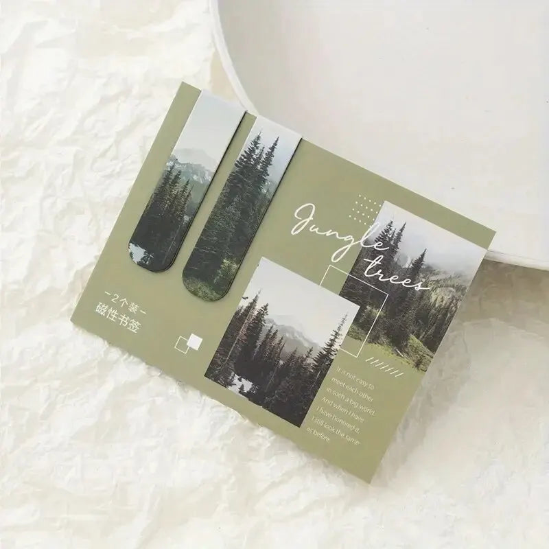 2Pcs Magnetic Bookmark Beautiful Scenery Clouds Simple Literary Pattern Bookmark Reading Tool School Office Supplies Accessory