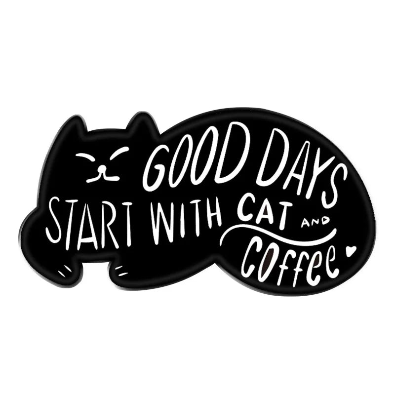 Book Cat Reading Coffee Enamel Pins Cartoon Animal Brooches for Bag Clothes Lapel Pin Decorative Badges for Book lover Wholesale