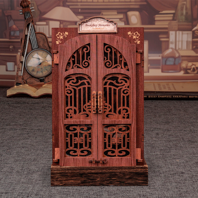 CUTEBEE DIY Book Nook Kit Miniature Wooden Dollhouse with Lights Bookshelf Insert 3D Puzzle Decor Model for Gifts Owl Bookstore