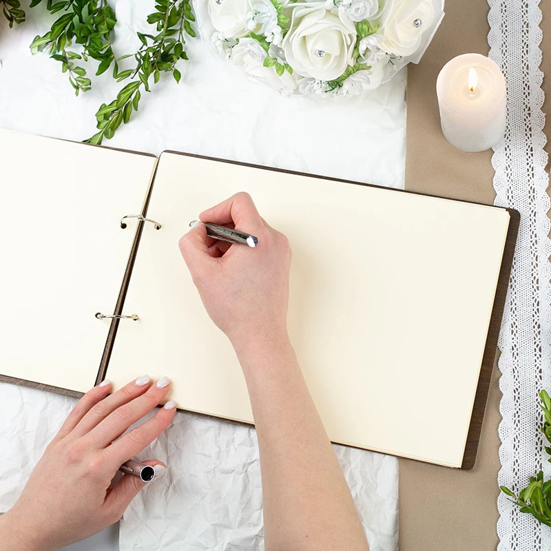 Personalised Wedding Wooden Guest Book Rustic A5/A4 Sign-in Book Mr Mrs Photo Album Wedding Keepsake Engagement Anniversary Gift