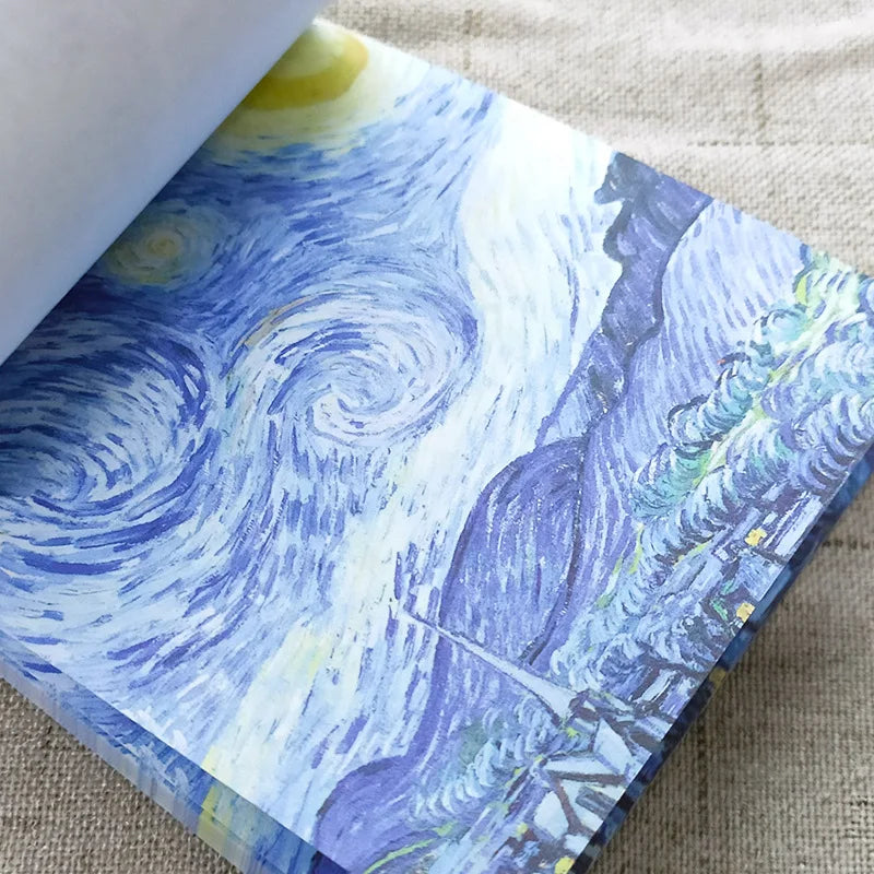 Painting Memo Pad Monet Van Gogh No-sticky Note Decal Scrapbooking DIY Notepad Diary Stationery School Supplies