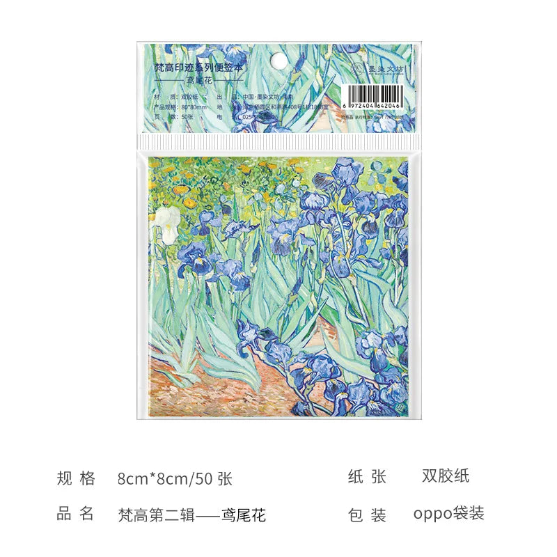 Painting Memo Pad Monet Van Gogh No-sticky Note Decal Scrapbooking DIY Notepad Diary Stationery School Supplies