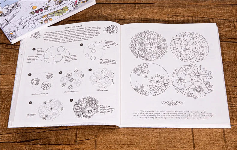 Bview Art Stress Relief Adult Coloring Book: How to Draw Inky Wonderlands Step-by-Step - Relaxing Art Therapy