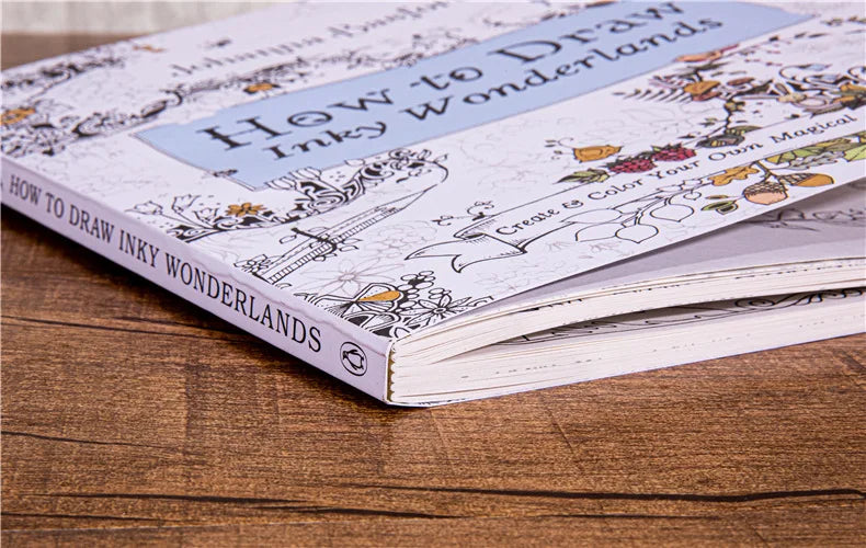 Bview Art Stress Relief Adult Coloring Book: How to Draw Inky Wonderlands Step-by-Step - Relaxing Art Therapy