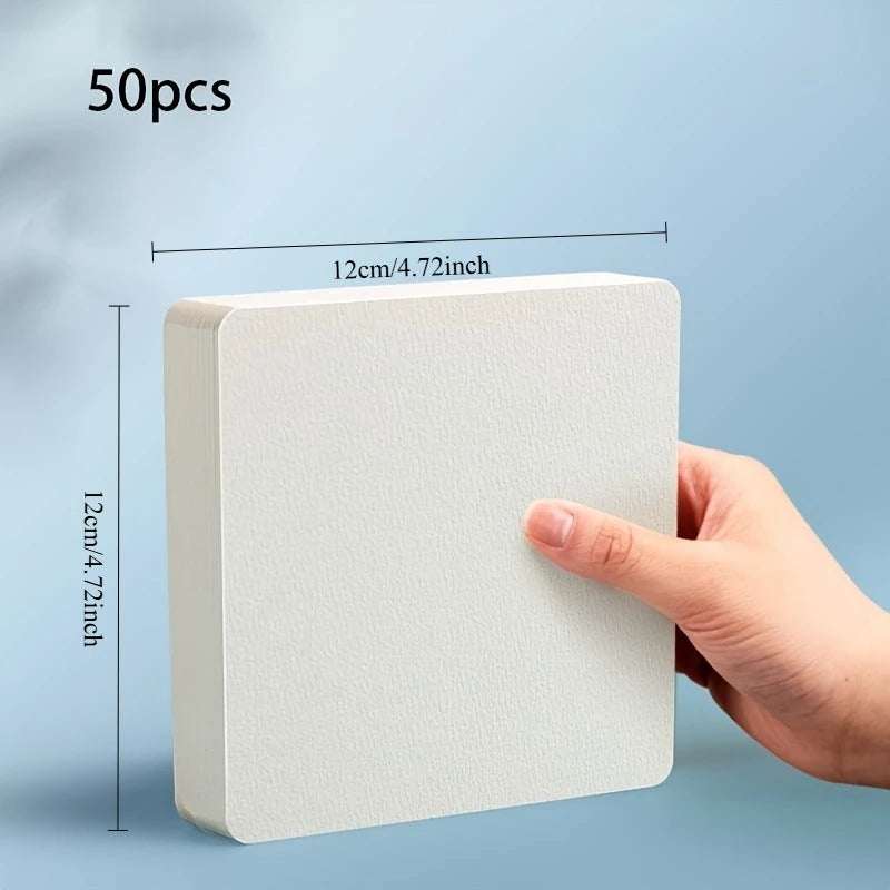 50pcs Watercolor Paper Postcard Art Painting Rectangular Circular Special Paper Medium Thick Double-sided Pattern Blank Drawing