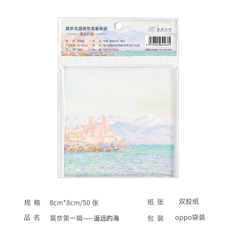 Painting Memo Pad Monet Van Gogh No-sticky Note Decal Scrapbooking DIY Notepad Diary Stationery School Supplies