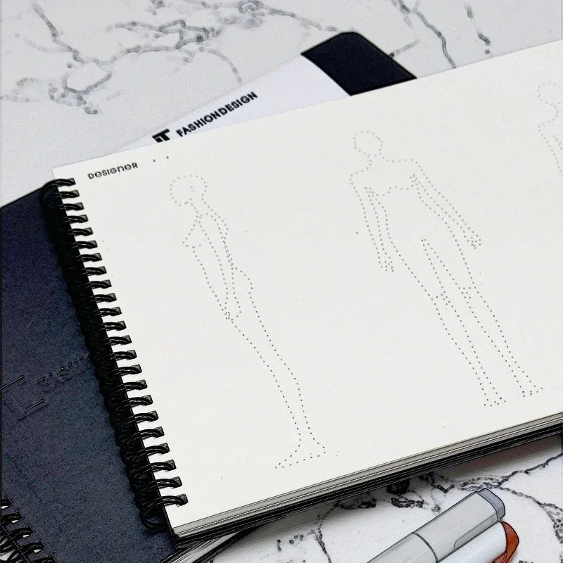 A4 Fashion Women Sketch Book Marker Clothing Design Drawing Sketchbooks Skateboard Dotted Human Body Inspiration Sketching Paper