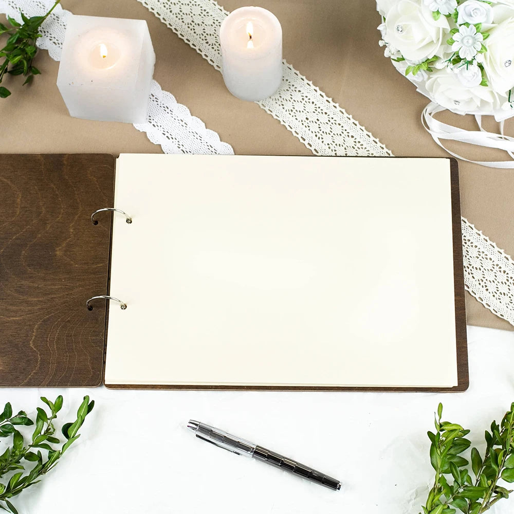 Personalised Wedding Wooden Guest Book Rustic A5/A4 Sign-in Book Mr Mrs Photo Album Wedding Keepsake Engagement Anniversary Gift